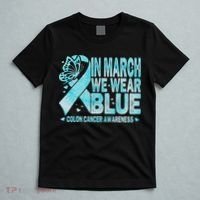 In March We Wear Blue Colon Cancer Awareness Month T-Shirt thumb 5