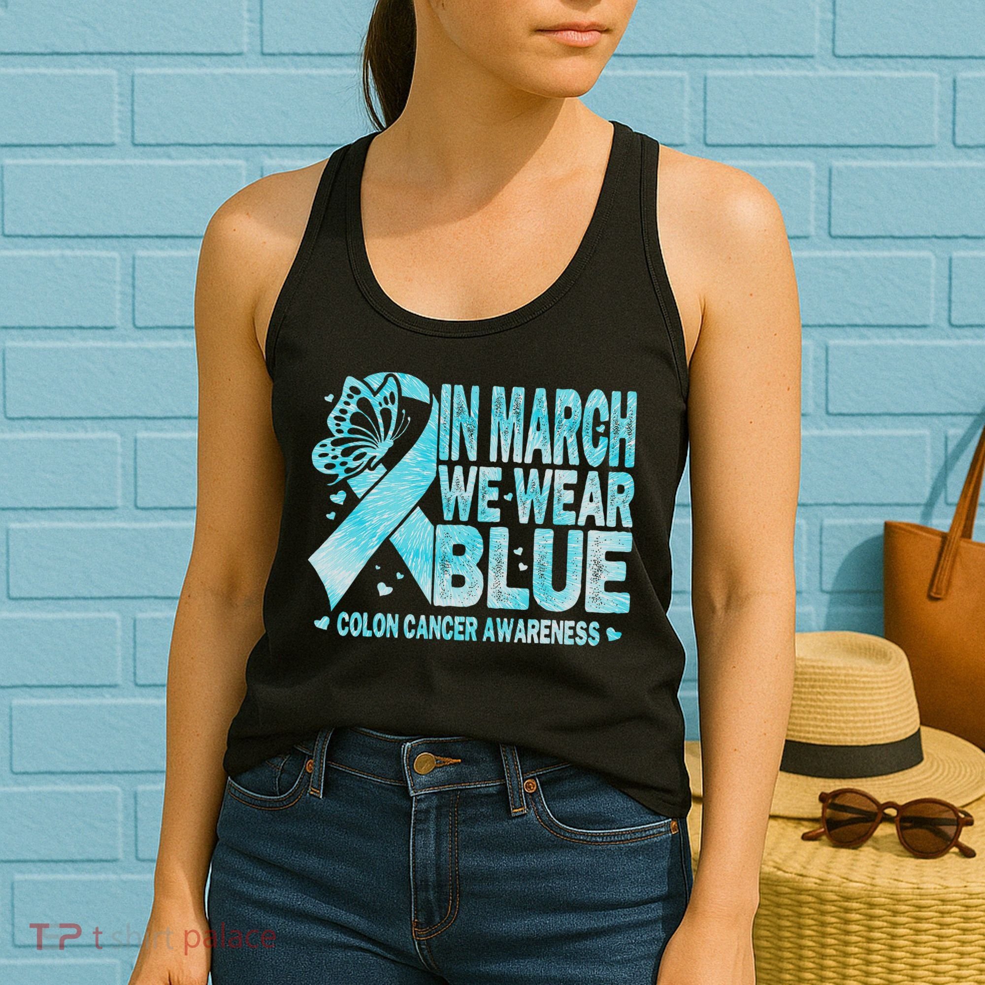 In March We Wear Blue Colon Cancer Awareness Month Women's Tank Top