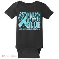 In March We Wear Blue Colon Cancer Awareness Month Baby Bodysuit thumb 0