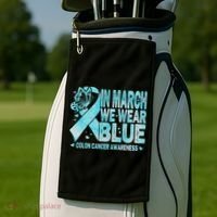 In March We Wear Blue Colon Cancer Awareness Month Golf Towel thumb 2