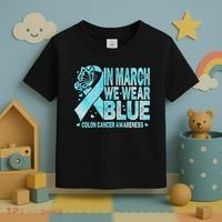 In March We Wear Blue Colon Cancer Awareness Month Toddler T-Shirt thumb 3