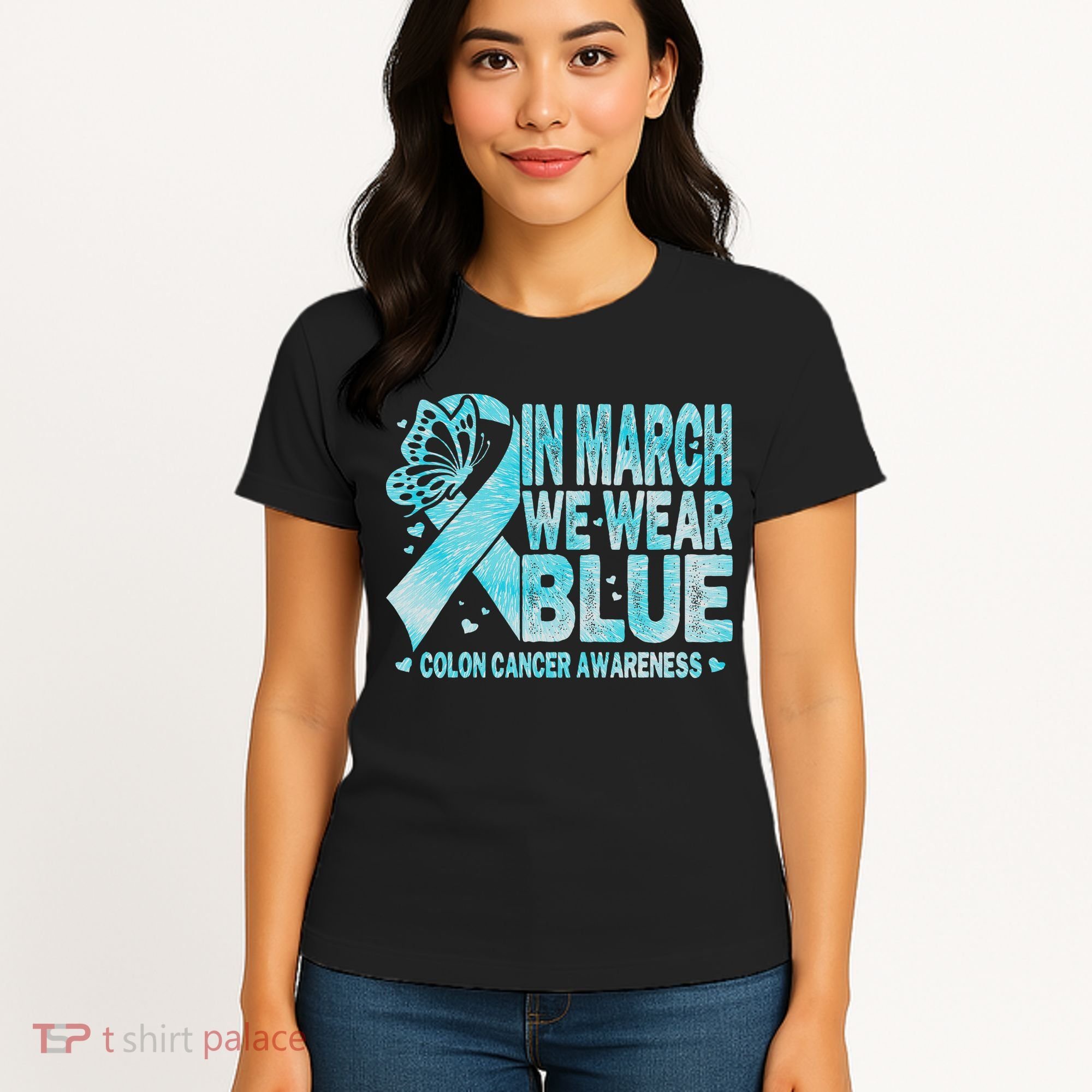 In March We Wear Blue Colon Cancer Awareness Month Women's T-Shirt