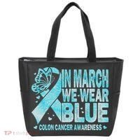 In March We Wear Blue Colon Cancer Awareness Month Tote Bag thumb 0