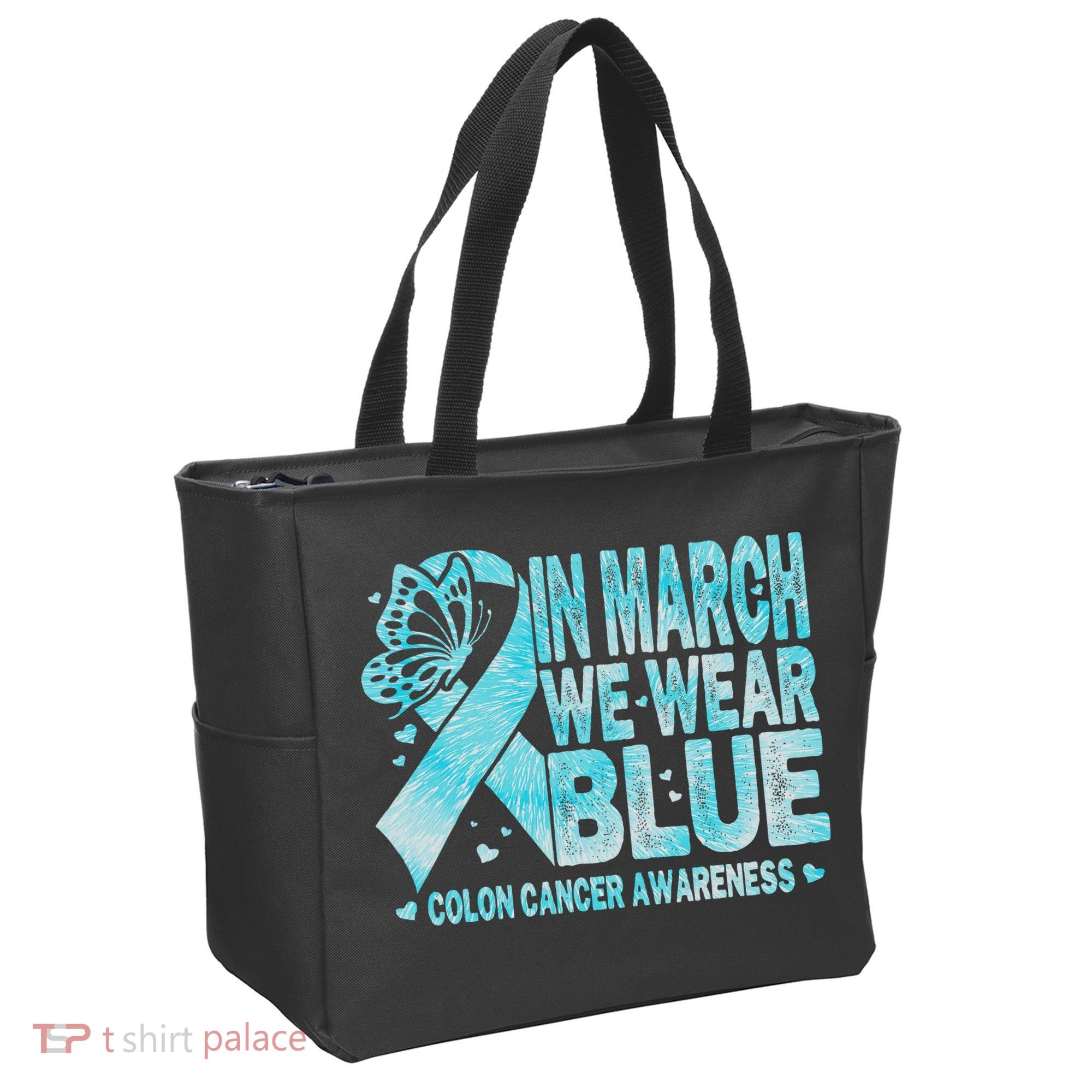 In March We Wear Blue Colon Cancer Awareness Month Tote Bag