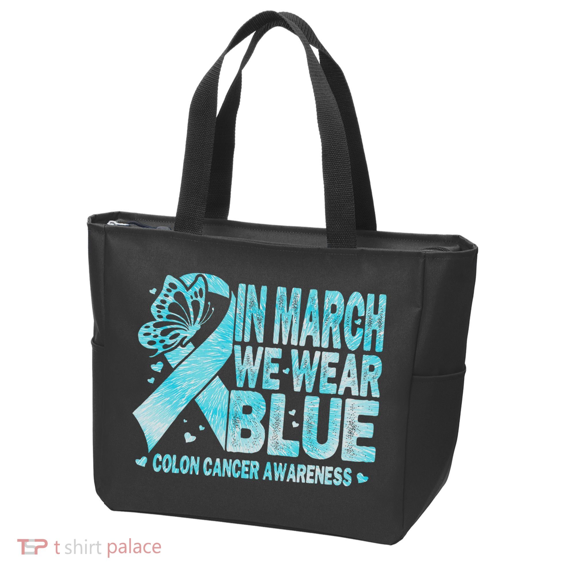 In March We Wear Blue Colon Cancer Awareness Month Tote Bag