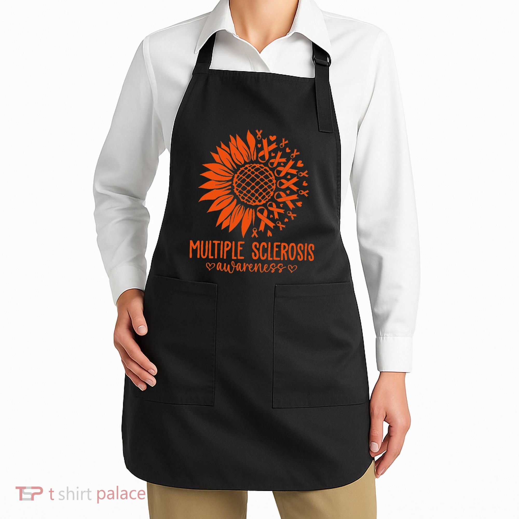 In March We Wear Orange Ribbon Ms Warrior Multiple Sclerosis Apron