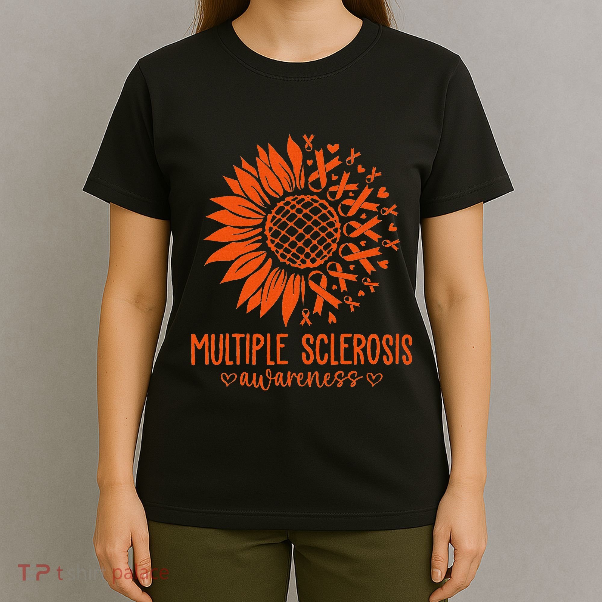 In March We Wear Orange Ribbon Ms Warrior Multiple Sclerosis T-Shirt