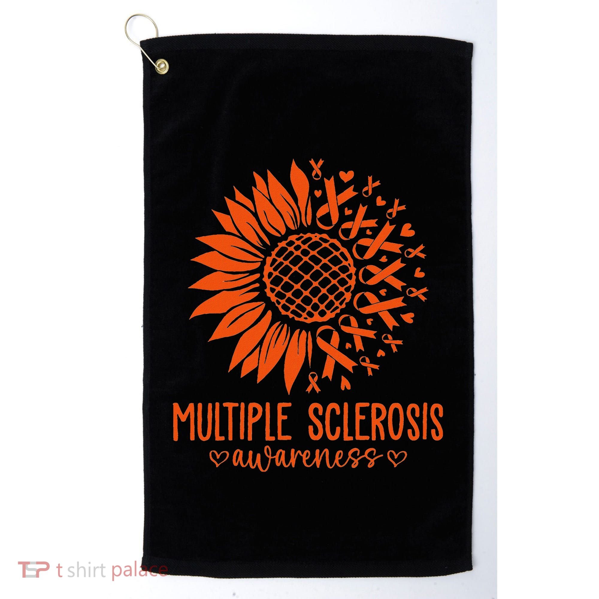In March We Wear Orange Ribbon Ms Warrior Multiple Sclerosis Golf Towel