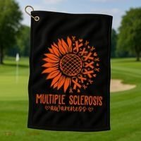 In March We Wear Orange Ribbon Ms Warrior Multiple Sclerosis Golf Towel thumb 1