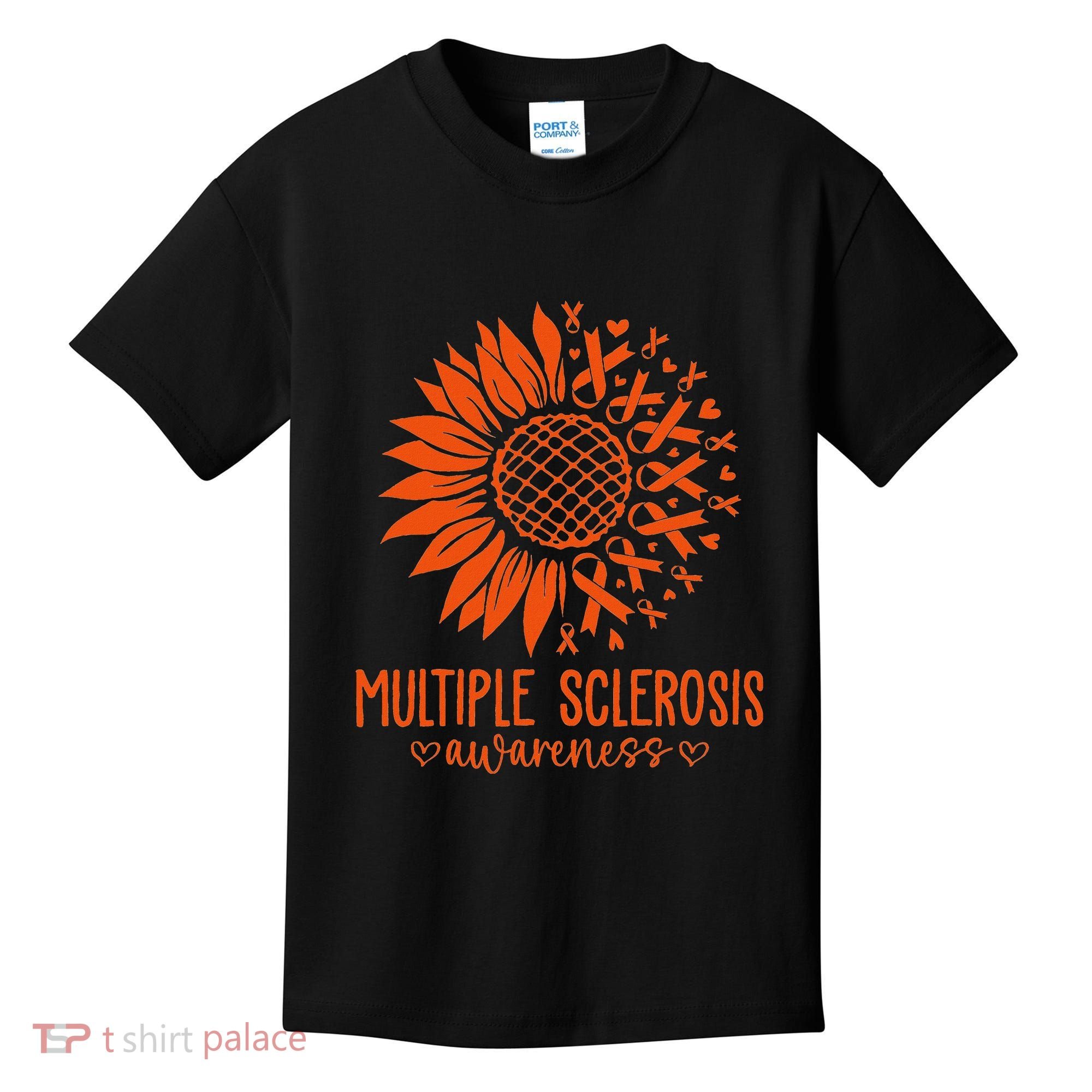 In March We Wear Orange Ribbon Ms Warrior Multiple Sclerosis Kids T-Shirt