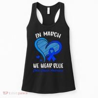 In March We Wear Blue Colon Cancer Awareness Month Heart Women's Tank Top thumb 0