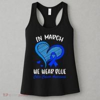 In March We Wear Blue Colon Cancer Awareness Month Heart Women's Tank Top thumb 3