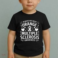 In March We Wear Orange For Multiple Sclerosis Awareness Gift Toddler T-Shirt thumb 2