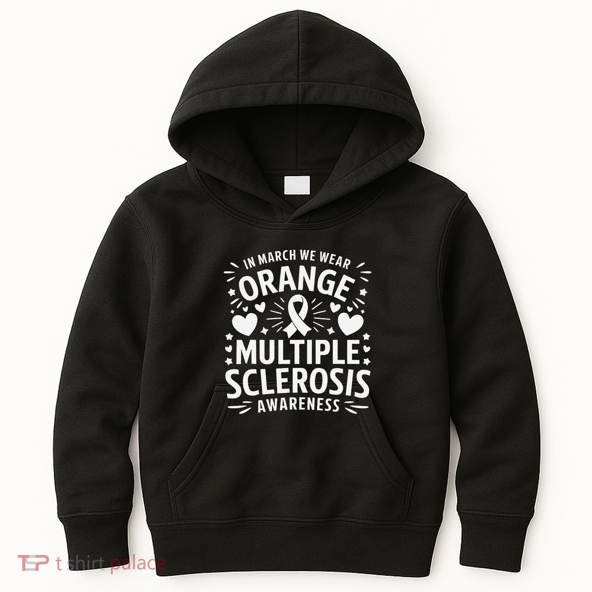 In March We Wear Orange For Multiple Sclerosis Awareness Gift Kids Hoodie