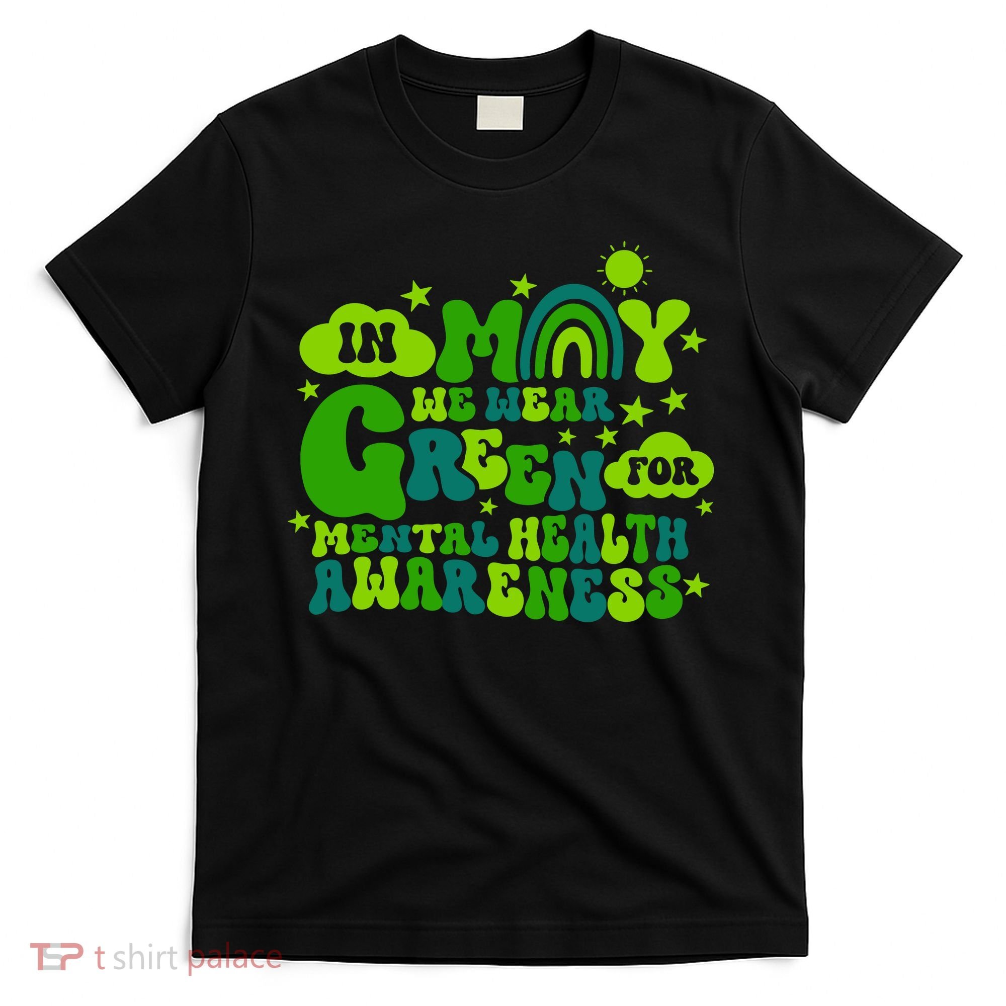 In May We Wear Green Retro Mental Health Awareness Month T-Shirt