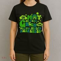 In May We Wear Green Retro Mental Health Awareness Month T-Shirt thumb 4