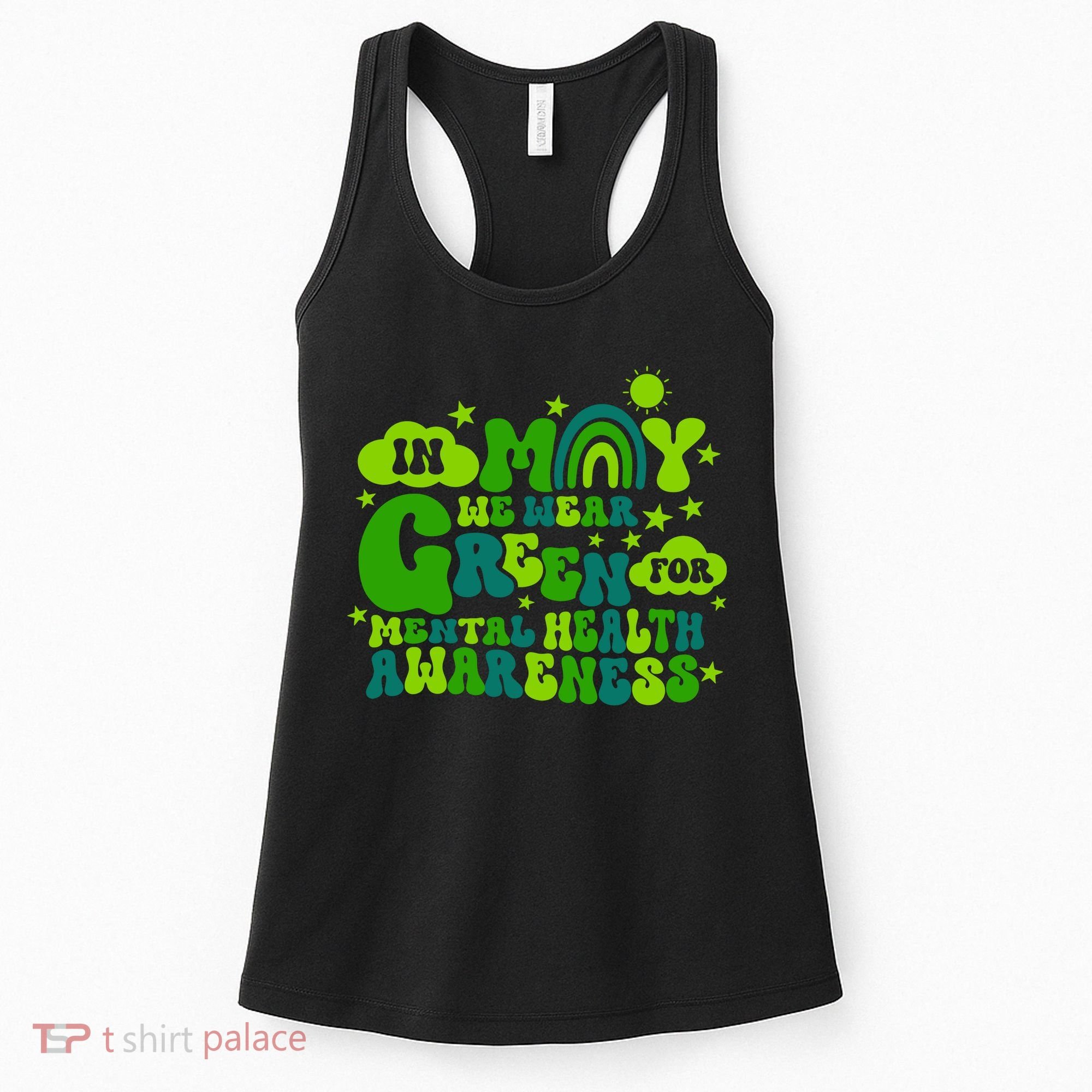 In May We Wear Green Retro Mental Health Awareness Month Women's Tank Top