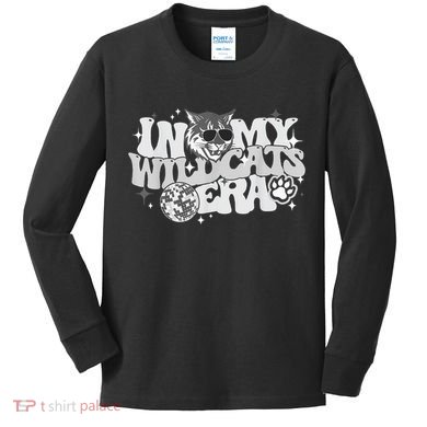 In My Wildcat Era Back To School Mascot Spirit Game Kids Long Sleeve Shirt