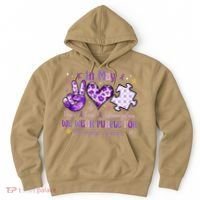 In May We Wear Purple For Fibromyalgia Awareness Peace Love Hoodie thumb 0
