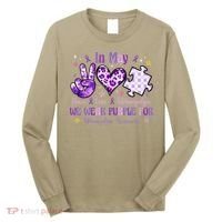In May We Wear Purple For Fibromyalgia Awareness Peace Love Long Sleeve Shirt thumb 0