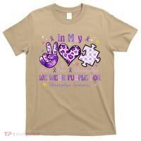 In May We Wear Purple For Fibromyalgia Awareness Peace Love T-Shirt thumb 0