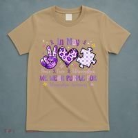 In May We Wear Purple For Fibromyalgia Awareness Peace Love T-Shirt thumb 5