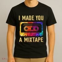 I Made You A Mixtape 80s 90s Vintage Costume Cassette Tape T-Shirt thumb 3