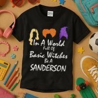 In A World Full Of Basic Witches Be A Sanderson Kids T-Shirt thumb 3