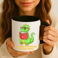 In A World Of Bookworms Be A Book Dragon Coffee Mug thumb 3