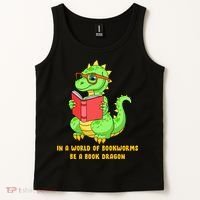 In A World Of Bookworms Be A Book Dragon Tank Top thumb 2