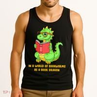 In A World Of Bookworms Be A Book Dragon Tank Top thumb 3