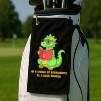 In A World Of Bookworms Be A Book Dragon Golf Towel thumb 2