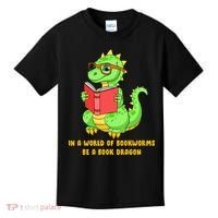 In A World Of Bookworms Be A Book Dragon Kids T-Shirt thumb 0