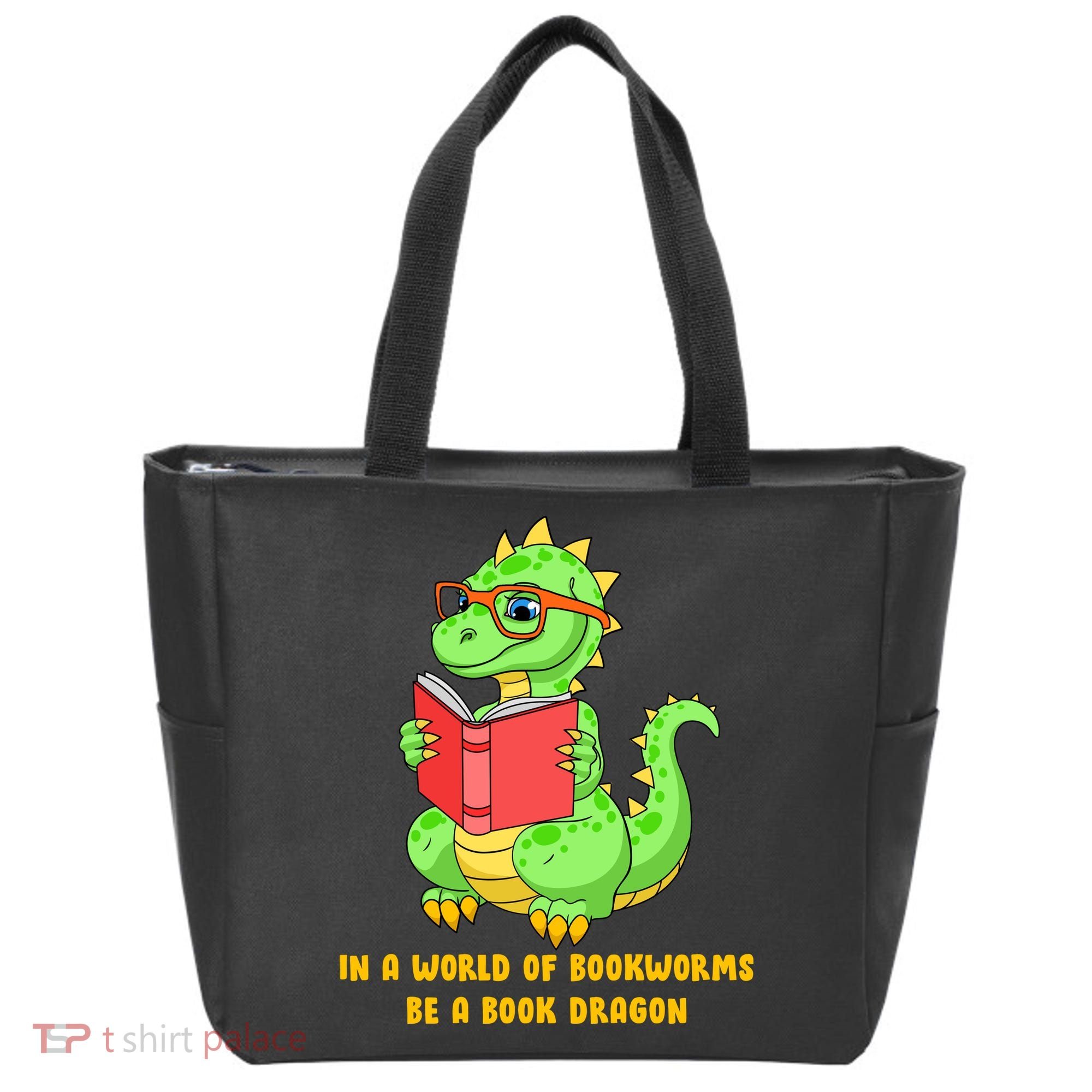 In A World Of Bookworms Be A Book Dragon Tote Bag