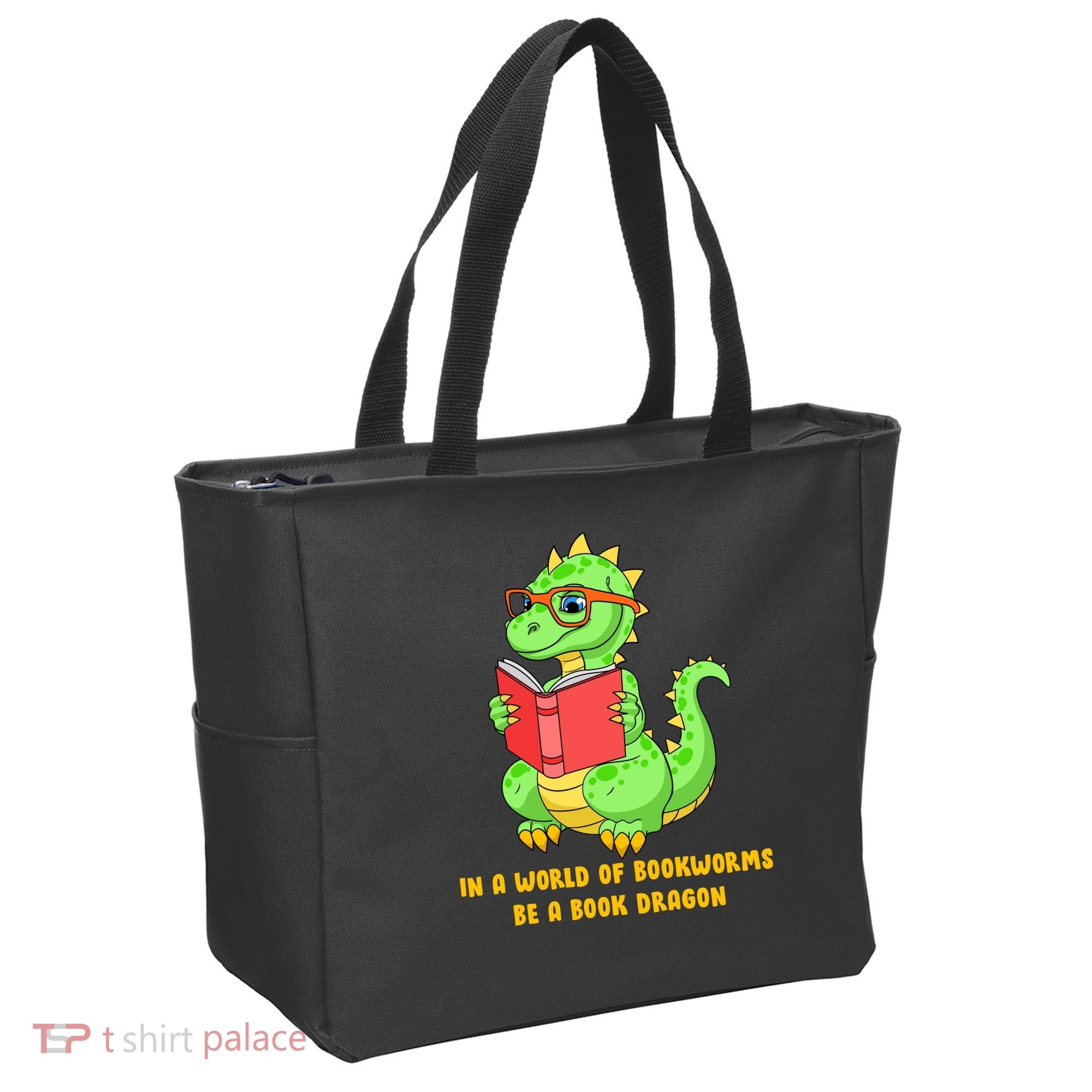 In A World Of Bookworms Be A Book Dragon Tote Bag
