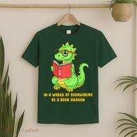 In A World Of Bookworms Be A Book Dragon T-Shirt thumb 2
