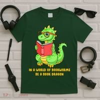 In A World Of Bookworms Be A Book Dragon T-Shirt thumb 5