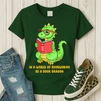 In A World Of Bookworms Be A Book Dragon Women's T-Shirt thumb 3