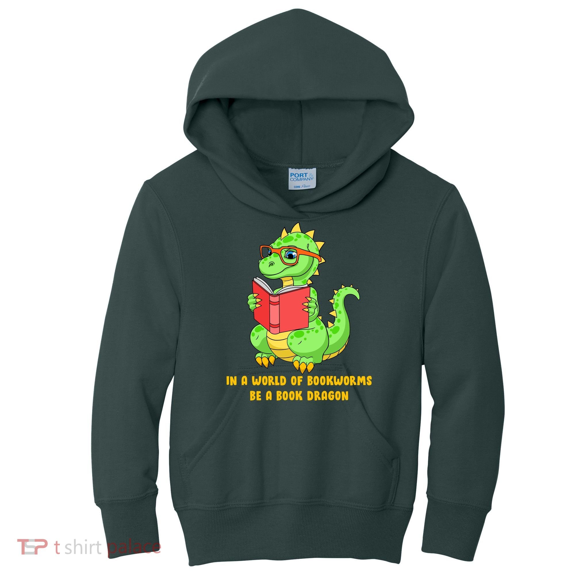 In A World Of Bookworms Be A Book Dragon Kids Hoodie