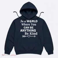 In A World Where You Can Be Anything BE KIND Hoodie thumb 0