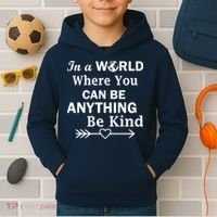 In A World Where You Can Be Anything BE KIND Kids Hoodie thumb 2