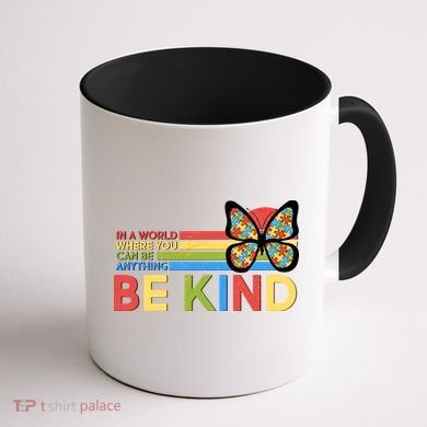 In A World Where You Can Be Anything Be Kind Autism Awareness Coffee Mug back