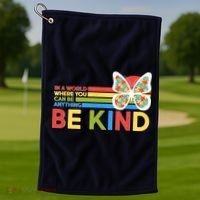 In A World Where You Can Be Anything Be Kind Autism Awareness Golf Towel thumb 1