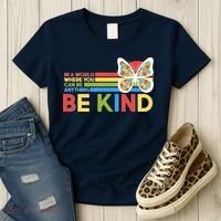 In A World Where You Can Be Anything Be Kind Autism Awareness Women's T-Shirt thumb 3