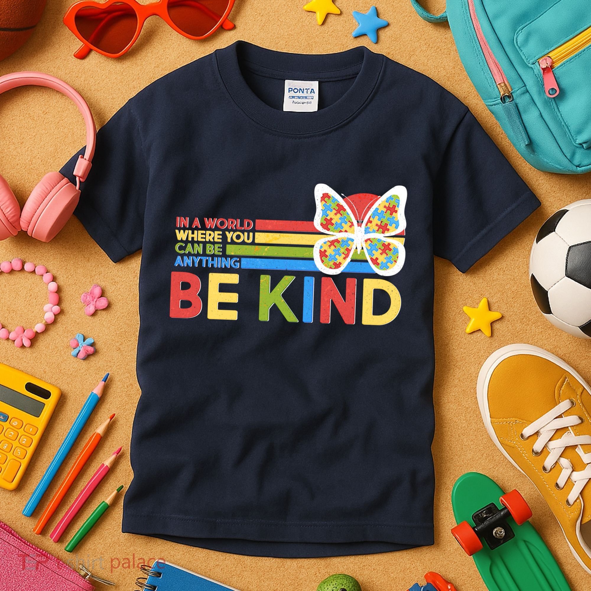 In A World Where You Can Be Anything Be Kind Autism Awareness Kids T-Shirt