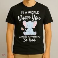 In a World Where You Can Be Anything Be Kind Elephant T-Shirt thumb 3
