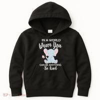 In a World Where You Can Be Anything Be Kind Elephant Kids Hoodie thumb 0