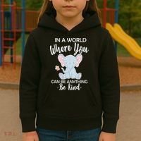 In a World Where You Can Be Anything Be Kind Elephant Kids Hoodie thumb 3
