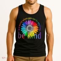 In a world where you can be anything be kind flower Tank Top thumb 3