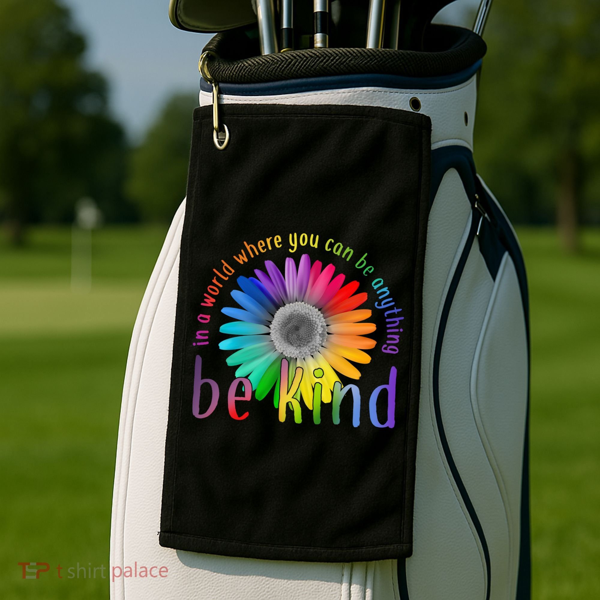 In a world where you can be anything be kind flower Golf Towel